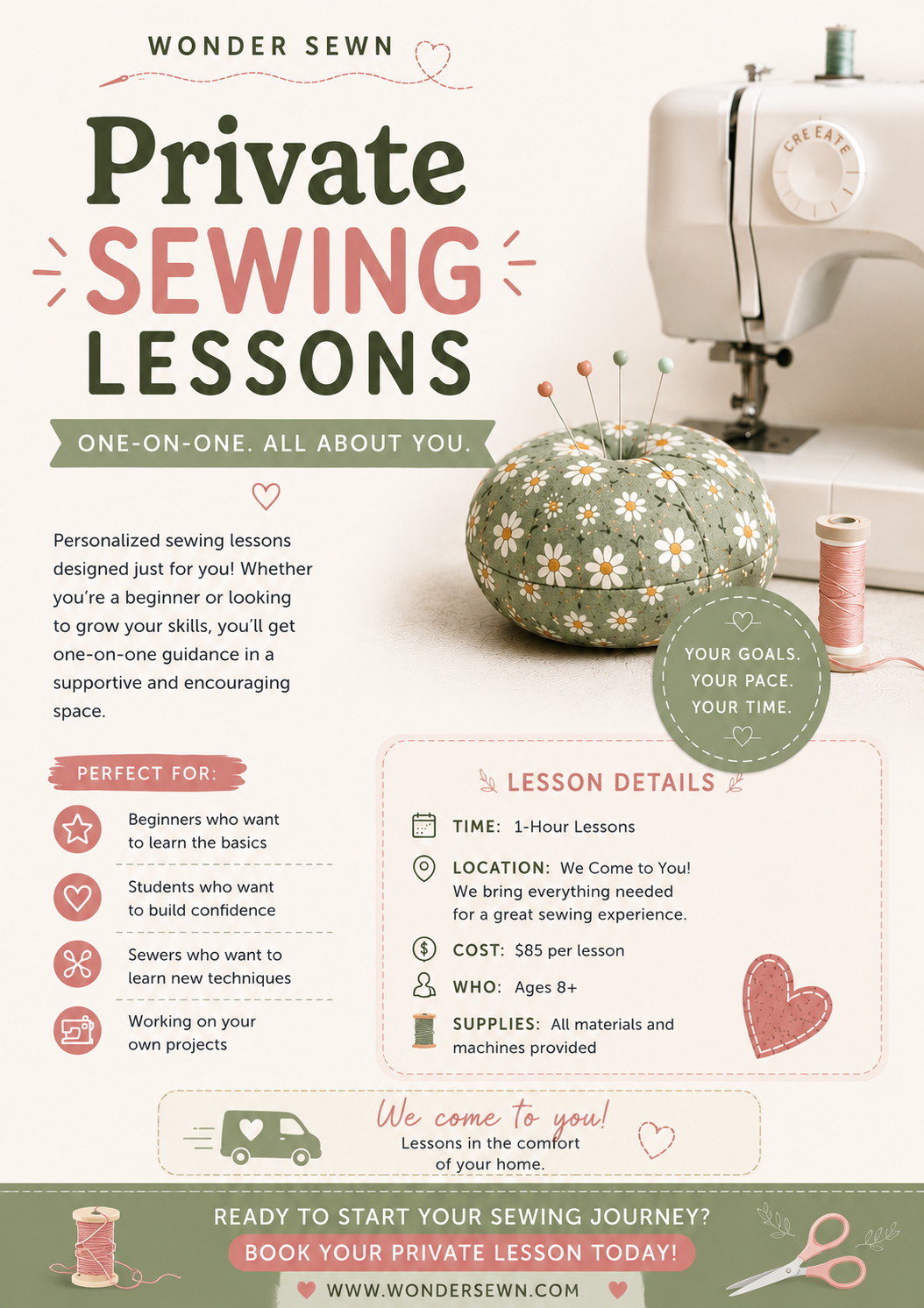 Private Sewing Lessons-1 hour